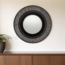 Load image into Gallery viewer, 36" Metal Round Pierced Accent Mirror - Black