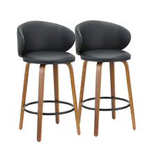 Load image into Gallery viewer, 26" Faux Leather And Metal Low Back Counter Height Bar Chairs (Set of 2) - Black And Brown