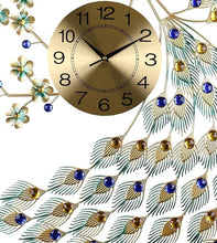 Load image into Gallery viewer, Silent Analog Peacock Novelty Wall Clock (626365) - Blue / Green / Gold