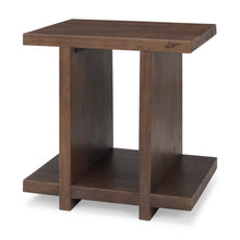 Load image into Gallery viewer, 22" Modern Solid Wood Sled End Table With Shelf - Brown