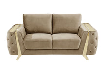 Load image into Gallery viewer, Velvet Love Seat - Beige / Gold