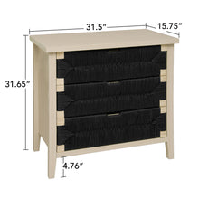 Load image into Gallery viewer, 3 Drawer Buffet Sideboard With Adjustable Shelves, Storage Cabinet With Natural Seaweed Decor Doors For Living Room Kitchen Entryway - Natural