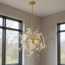 Load image into Gallery viewer, 38" Six Light Dimmable Chandelier With Shades - Brass