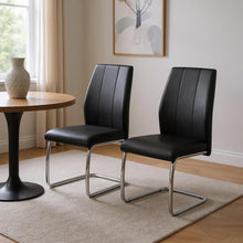 Load image into Gallery viewer, Upholstered Faux Leather Dining Room Side Chairs (Set of 2) - Black