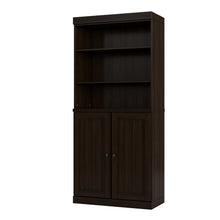 Load image into Gallery viewer, Adjustable Six Tier Library Bookcase With Two Doors (745631) - Espresso