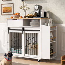 Load image into Gallery viewer, Modern Style 2 In 1 Pet Friendly Dog Crate Kitchen Island End Table Metal Pine - Natural / White