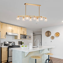 Load image into Gallery viewer, Crystal Chandelier For Dining Room, 8 Light Kitchen Chandelier Light Fixture Modern Metal Industrial Chandeliers For Farmhouse Entryway Living Room (8*G9 Bulbs Included) - Matte Gold