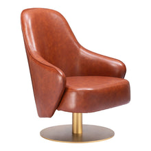 Load image into Gallery viewer, Faux Leather Swivel Arm Chair - Brown And Gold