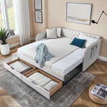 Load image into Gallery viewer, Daybed With Trundle And Storage Drawers, Flat Arms With Pocket