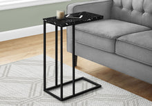 Load image into Gallery viewer, Accent Table, C - Shaped, Marble Look Modern Design - Black