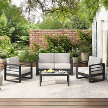 Load image into Gallery viewer, Maya Bay - Outdoor Patio Aluminum 4 Piece Chat Set With Cushion - Beige / Black