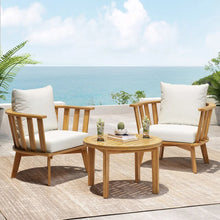 Load image into Gallery viewer, Patio Furniture Set, Outdoor Acacia Wood Patio Club Chair With Table