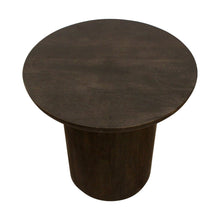 Load image into Gallery viewer, 24" Distressed Solid Wood Round Pedestal End Table - Dark Brown