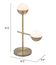 Load image into Gallery viewer, Metal Bedside Table Lamp With Off-White Globe Shade - Brass