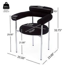 Load image into Gallery viewer, Contemporary Upholstered Armchair Dining Chairs With Metal Legs (Set of 2)