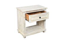 Load image into Gallery viewer, 28" Solid Wood Distressed One Drawer Nightstand - White