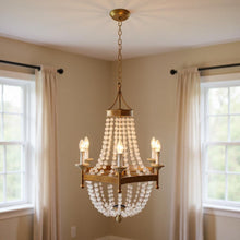 Load image into Gallery viewer, Candle Style Six Light Metal Frosted Glass Chandelier - Gold / White