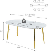 Load image into Gallery viewer, Extendable Oval Dining Table - White Marble
