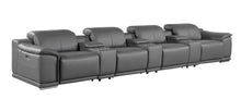 Load image into Gallery viewer, Italian Leather Reclining Metal USB Sofa (720414) - Dark Gray