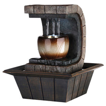 Load image into Gallery viewer, Textured Poly Tabletop Fountain With LED Light - Brown