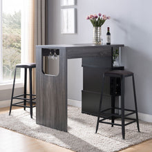 Load image into Gallery viewer, Home Bar Table With Wine Glass Compartment And Three Shelves - Distressed Gray / Black