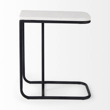 Load image into Gallery viewer, 23" Marble And Metal End Table - Black And White