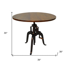Load image into Gallery viewer, Adjustable Height And Solid Wood And Iron Pedestal Base Round Top Dining Table - Chestnut