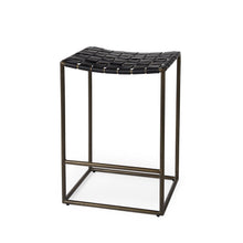 Load image into Gallery viewer, Leather And Iron Backless Bar Chair - Black / Brown