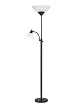 Load image into Gallery viewer, Two Light Torchiere Floor Lamp With Acrylic Bowl Shades - Black / White