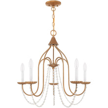 Load image into Gallery viewer, Five Light Dimmable Chandelier With Shades - Antiqued Gold