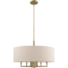 Load image into Gallery viewer, 25" Six Light Dimmable Chandelier With Shades - Antiqued Brass