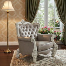 Load image into Gallery viewer, Faux Leather Tufted Wingback Chair - Gray And Bone