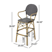 Load image into Gallery viewer, Outdoor Wicker And Aluminum French Barstools (Set of 2)