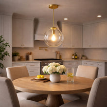 Load image into Gallery viewer, Gleam - Single Light Pendant Lamp With Clear Globe Satin - Antique Brass / Clear / Gold