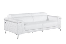 Load image into Gallery viewer, 89" Italian Leather Sofa With Silver Legs - White