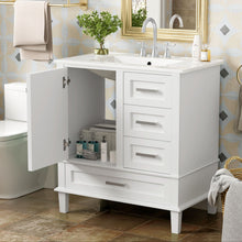 Load image into Gallery viewer, Bathroom Vanity, Modern Bathroom Cabinet With Sink Combo Set, Bathroom Storage Cabinet With A Soft Closing Door And 3 Drawers, Solid Wood Frame