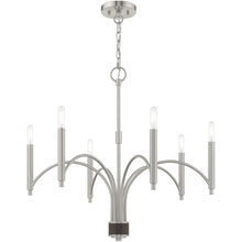 Load image into Gallery viewer, 24" Six Light Dimmable Chandelier With Shades - Nickel / Pearl Silver