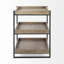 Load image into Gallery viewer, Solid Wood Square End Table With Two Shelves - Brown