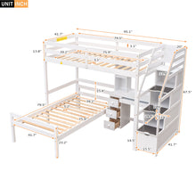 Load image into Gallery viewer, Loft Bed With Stand Alone Bed, Storage Staircase, Desk, Shelves, And Drawers