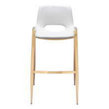 Load image into Gallery viewer, 30" Faux Leather And Steel Low Back Bar Height Bar Chairs (Set of 2) - White / Gold