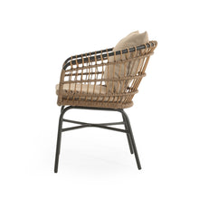 Load image into Gallery viewer, Contemporary Outdoor Patio Chairs With Cushions (Set of 2) - Beige / Black