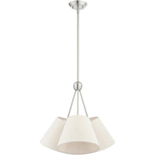 Load image into Gallery viewer, 21" Three-Light Dimmable Chandelier With Shades - Nickel