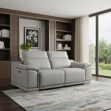 Load image into Gallery viewer, Italian Leather Reclining Metal USB Sofa (720415) - Light Gray