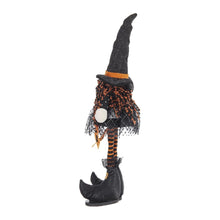 Load image into Gallery viewer, Standing Gnome With Banner & Spring Body, For Halloween Decor - Black / Orange / White