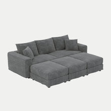 Load image into Gallery viewer, Convertible Deep Seat Sofa With Soft Pillows And Ottomans