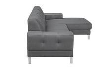 Load image into Gallery viewer, Polyester L Shaped Two Piece Sofa Chaise Sectional - Dark Gray
