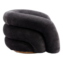 Load image into Gallery viewer, 37" Faux Shearling And Upholstered Arm Chair - Black / Gold