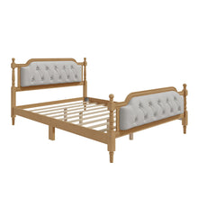 Load image into Gallery viewer, Traditional Style Solid Bed Frame With Upholstered Tufted Headboard, No Box Spring Needed