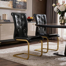 Load image into Gallery viewer, Faux Leather Metal Dining Side Chairs (Set of 2) - Black / Gold