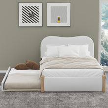 Load image into Gallery viewer, Upholstered Platform Bed With Wood Supporting Feet And Trundle